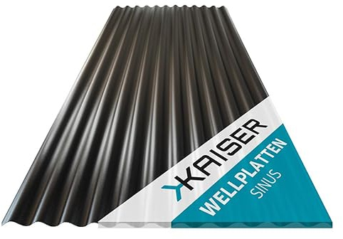 KAISER plastic® 5er Set Wellplatte | Xtra Strong (PC) | C-Struktur und schwarz | 1,2mm Stärke | Sinus 76/18 | 90 x 200 cm | Made In Germany