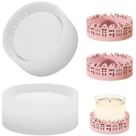 YOFDAL 2 PCS Moule en silicone, Bord de maison, À verser avec du plâtre, des bougies, des travaux manuels