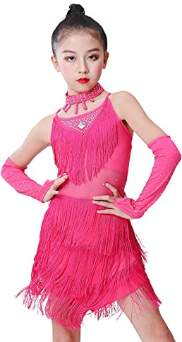 Gonna da Ballo Bambina Vestito Danza Latine Bambina Vestito con Frange Bambino Vestito Danza Bimba Vestito Carnevale Abito Paillettes Vestiti da Ballo