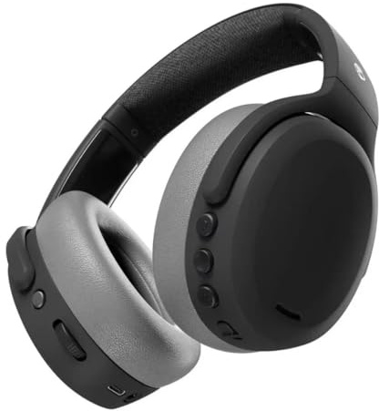 Skullcandy Crusher ANC 2 Wireless Over-Ear Bluetooth Headphones, Multi-Sensory Bass, Active Noise Cancelling, 60 Hours Battery, Microphone iPhone Android - Black & Grey