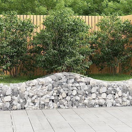Lot de 4 parterres surélevés pour le jardin - Gabions avec arc surélevé - 200 x 50 x 40/60 cm - Fer galvanisé pour légumes, herbes et fleurs
