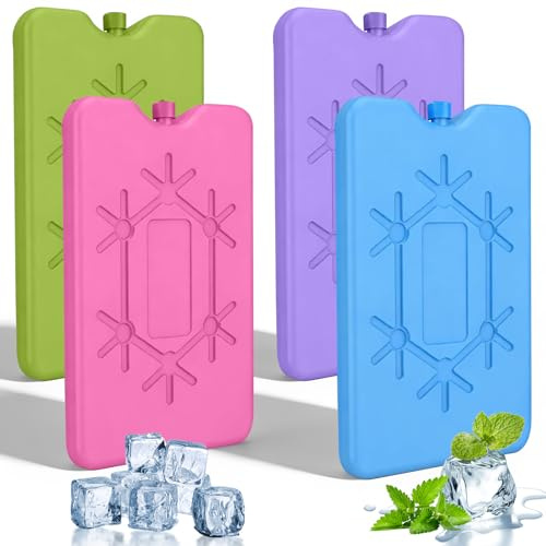 TaimeiMao Ghiaccio per Borsa Termica, 4 Ogni 200 ml mattonelle Ghiaccio, Batteria refrigerante, Elementi refrigeranti, riutilizzabili, Extra Sottile e Lunga capacità di Raffreddamento per Viaggiare