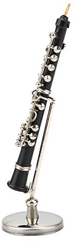 Generic Delicados Adornos de Exhibición de Modelo Mini Oboe, Regalo de Metal Duradero para Amantes de la Música, 3,35x0,39x0,39 Pulgadas