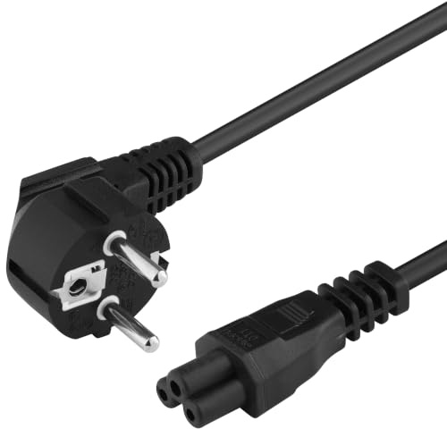 PremiumCord Câble d'Alimentation Mickey Mouse 230V 5m, Câble d'Alimentation Avec Contact de Mise à la Terre Pour une Prise C5, IEC 320, PC, 3 Broches, Couleur Noire