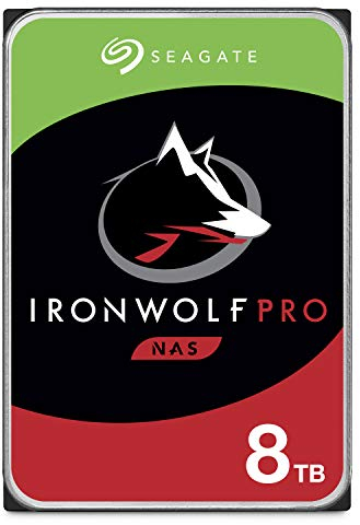 Seagate IronWolf Pro ST8000NEZ01 - Disco Duro Interno NAS 8 TB - 3,5 SATA 6 GB/s 7200 TR/Min 256 MB de caché para Almacenamiento en Red incursionado, Servicio de recuperación de Datos - Embalaje sin