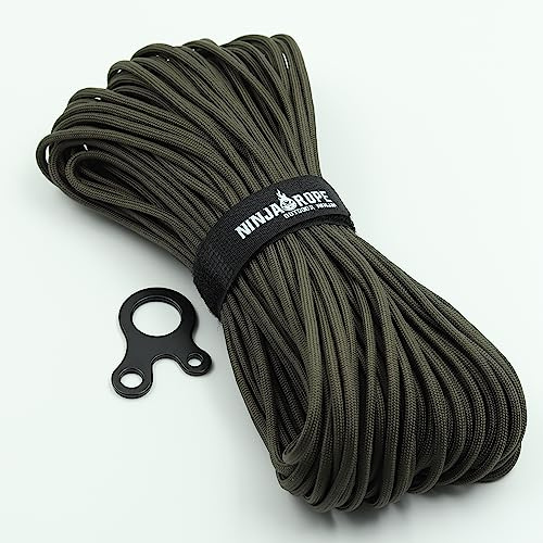 NinjaRope - Paracord 550-30m inkl. Paracord Spanner - (Oliv, 30)