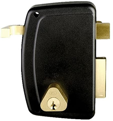 Jpm - Serrure verticale à tirage - Pêne dormant et demi-tour - Cylindre rond - Noir - Match main droite