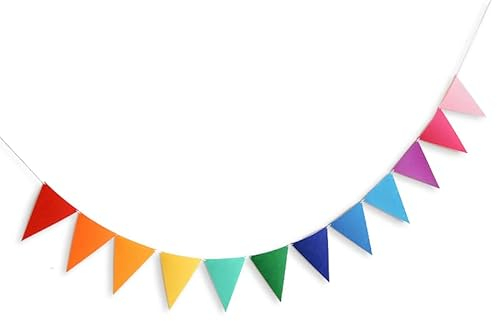 Vsosfiza Rainbow Wimpelkette. Regenbogen Wimpel. 12 Dreiecksfahnen pro Banner, Filzbanner für Geburtstags Feier Hochzeits Dekoration(2,5m)