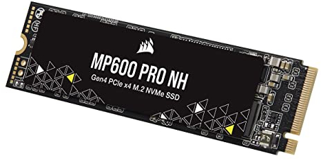 Corsair MP600 PRO NH 2 TB PCIe Gen4 x4 NVMe M.2-SSD – Hochdichter TLC NAND – M.2 2280-Formfaktor – Kompatibel mit DirectStorage – Bis zu 7.000 MB/s – Ohne Kühlkörper – Schwarz