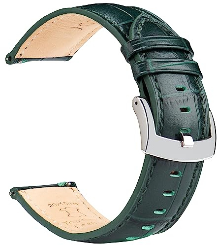 OTTOODY Alligator Grain Leather Watch Straps, Quick Release Top Grain Leather Watch Straps for Men Women - Choice of Color & Width 18mm 20mm 21mm or 22mm, Elegant Watch Band for Watch & Smartwatch