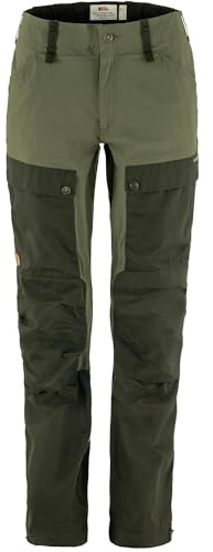 Fjällräven Keb Curved Women's Trekking Trousers - Water Resistant, Vented, Reinforced Fabric, Curved Fit - Hiking, Trekking, Deep Forest-Laurel Green, 8 Regular