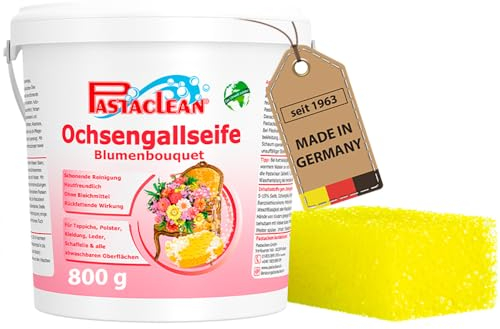 Pastaclean® Echte Ochsen Gallseife (800g/Blumenbouquet) Natürlicher Fleckenlöser | Schonende Reinigung von Teppich, Polster & Textilien