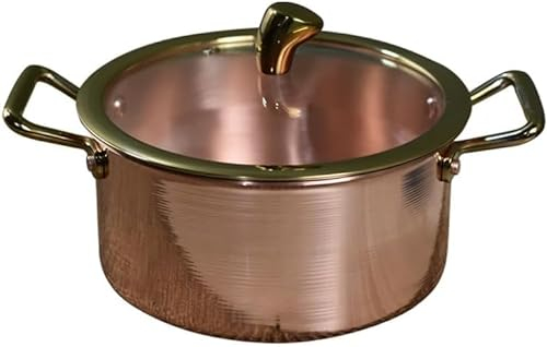 Funmaker Set di pentole in rame puro, pentole e padelle martellate, wok per piano cottura (mini pentola da 18 cm)