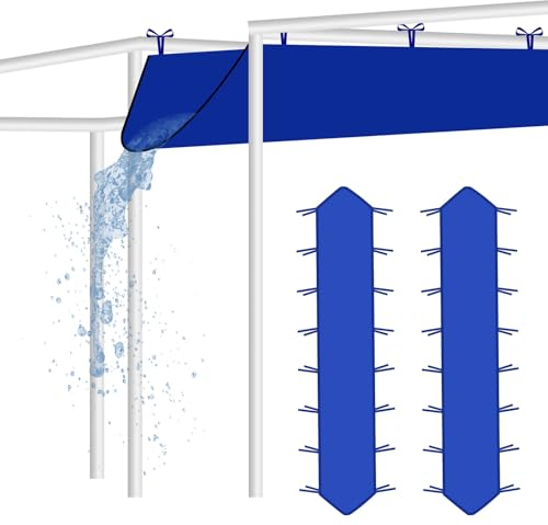 Rainmae Paquete de 2 canalones Oxford para lluvia, fácil drenaje, canalones resistentes mejorados para tiendas de campaña emergentes de 10 pies, accesorio de repuesto para toldo de lluvia para eventos