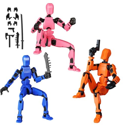 HQRKOTM 3 piezas mission 13 figuras multiarticular impreso en 3D, figuras de accionTitan 13, Decoraciones de escritorio para amantes de los juegos Juguetes (Rosa/Azul/Naranja)