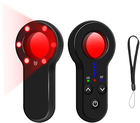 NinjaCam Rilevatore Microspie, Rilevatore Telecamere Nascoste, Rilevatore Cimici e Microspie, Rivelatore di Dispositivi di Ascolto, Antispionaggio con 5 Livelli di Sensibilità e Infrarossi Per Hotel