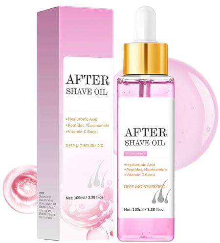 Strawberry After Shave Oil, Truly After Shave Oil Damen mit Hyaluronsäure Und Peptiden, erhindert Eingewachsene Haare & Trockenheit, Sanftes Rasieröl Feuchtigkeitscreme fur face, legs, bikini line