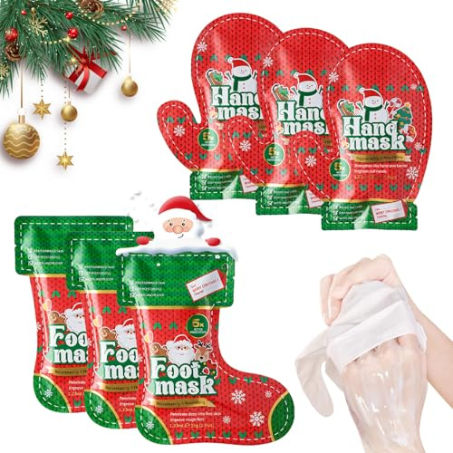 Fußmaske Handmaskefür trockene und rissige Hände, 3 Paar Foot Mask und 3 Paar Hand Mask, geeignet für Geburtstag, Hornhaut Entfernen FußPeeling Fussmaske, Feuchtigkeitsspendende Fussmaske Socken