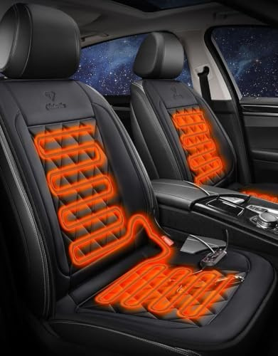 Buybai Car Seat Cover Comfortable Leather Seat Cushion Front Seat Covers,Vehicle Seat Protector Fit Most Vehicle, Cars, Sedan, Truck, SUV, Van with Full Back Support (1PCS Black)