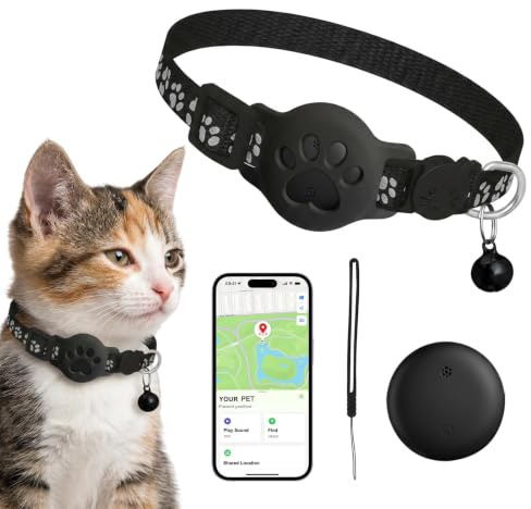 Cat Tracker Collar,Real Time GPS Dog Tracker Collar (Black)