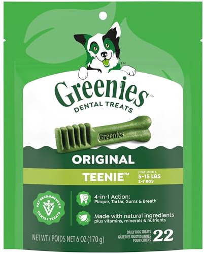 Greenies Dental Chews TEENIE Treats for Dogs - Mini TREAT-PAK Package 6 oz. 22 Treats