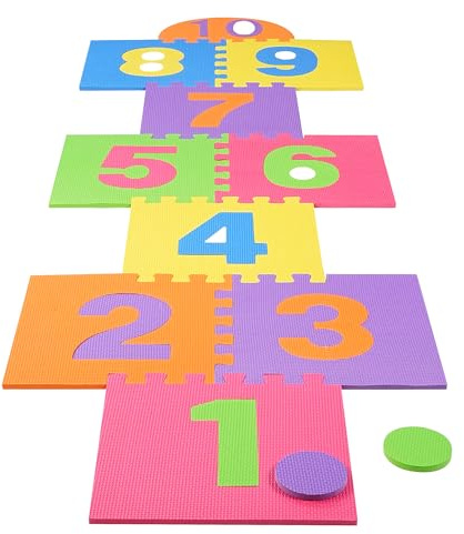 Hopscotch Playmat Foam Interlocking Puzzle Floor Mat - 10 Large Number Tiles (12 by 12 Square Blocks)