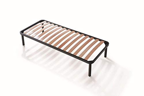 EVERGREENWEB - Bett Lattenrost 75x190 Einzelbett Höhe 35 cm Orthopädisches Extra Komfort Leisten Holz mit 4 Abnehmbar Füße, Verstärkte Rahmen aus Stahl Bettgestell geeignet für alle Betten & Matratzen