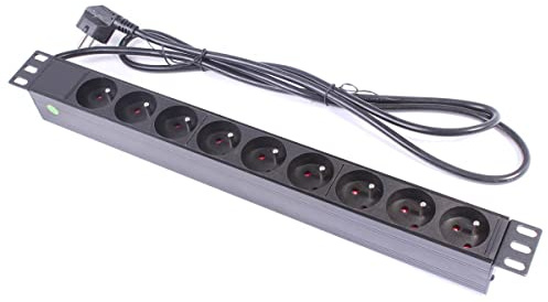 UNIFORMATIC Bandeau Electrique Multiprise Rackable 19 pouces 9 prises 1U - Cordon 2 m - Sans Interrupteur - Noir