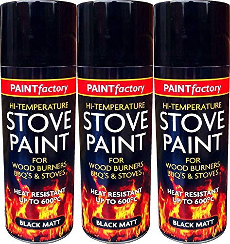 400ML Ultra High Temperature Heat Resistant Matt Black Metal, Wood, Plastic, Ceramic Aerosol Spray Paint Cans for BBQ Grill Stove Engine Exhaust (3)