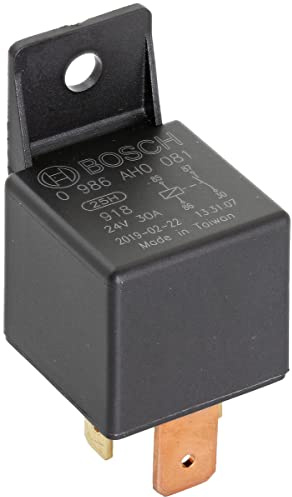 Bosch 0986AH0081 Power Relay 24V 30A, IP5K4, Operating Temperature from -40 Degree to 125 Degree C, 4 Pin Relay with Holder