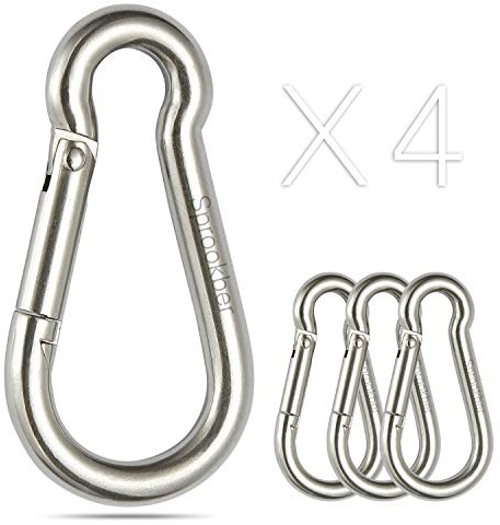 sprookber Stainless Steel Carabiner Spring Snap Hook - 304 Stainless Steel Heavy Duty Clips, Set of 4 (2.25 Inch)