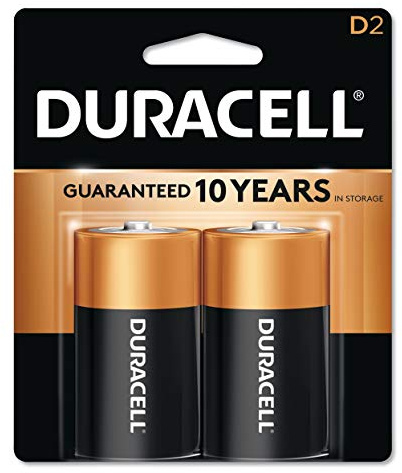 Duracell MN1300B2Z CopperTop Alkaline Batteries, D, 2/PK