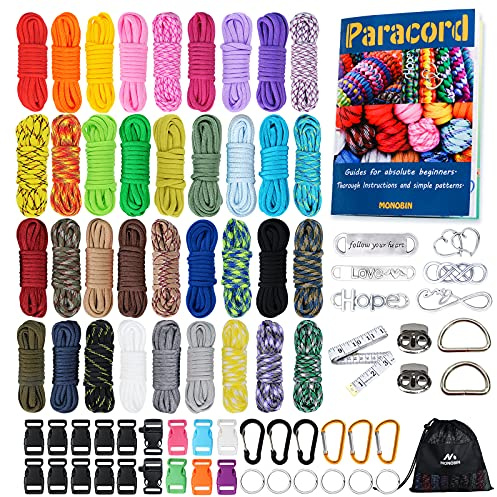 550 Paracord Combo Kit with Instruction Book - 36 Colors Multifunction Paracord Ropes and Complete Accessories for Making Paracord Bracelets, Lanyards, Dog Collars (36Colors C)