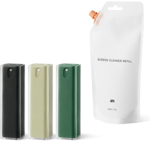 am Bildschirmreiniger Set 3er Pack 200 ml Nachfüllung - Screen Cleaner All-in-One Display Reiniger für Auto, Smartphone, Tablets - Handy Reinigungsset mit Bildschirm Reinigungstüchern und Spray - Grün