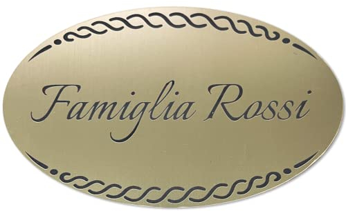 Targhetta Fuoriporta in laminato plastico con Incisione laser personalizzata Targa per porta Ingresso casa ufficio negozio azienda albergo personalizzabile con nome logo ecc (Oro Spazzolato)