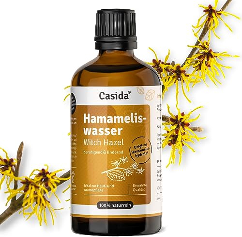 Casida® Hamameliswasser - Witch Hazel Water - Pflanzenwasser, natürliches Gesichtswasser, wirkt klärend und beruhigend bei Mischhaut - 100 ml