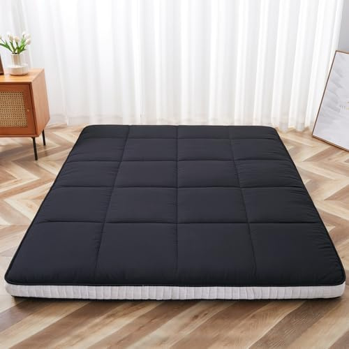 Meulbaty King Size Futon Mattress - Extra Thick Foldable Japanese Floor Mattress - Memory Foam Sleeping Pad for Adults - Tatami Mat Suitable for Camping & Guest -Black