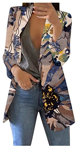 SCBFDI Manteau Femme Rayure Bleu Marine 2XL Cadeau Occasion Spéciale Veste Officier Blazer Femme