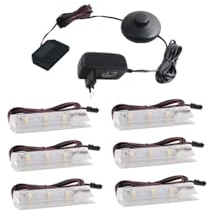 ledomec Set di illuminazione a LED per pavimenti in vetro con 1-6 clip (bianco neutro 4000 K, set completo da 6 con interruttore a pedale)