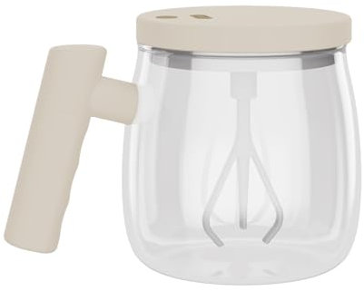 DADEA Tasse à Mélanger électrique de 400 Ml, Tasse Auto-mélangeuse Portable, Tasse à Mélange Automatique étanche, Tasse à Café Auto-mélangeuse élégante, Tasse à Mélange(Beige)