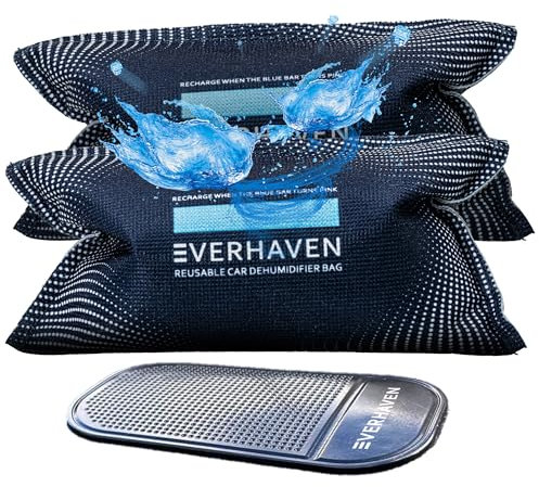 Car Dehumidifier Bag with Anti-Slip Pad – Reusable Moisture Absorber– Leak-Proof, Compact Design – Protects Against Condensation, Mold & Odors – Ideal for Cars, Home & office (Blue 350g-2 Pack)