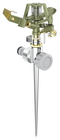 Brandson - Irrigatore a Pulsazione Circolare a Settori, 6 Bar, Portata di 12 m 450 m², Sistema di Irrigazione Automatica per Prato