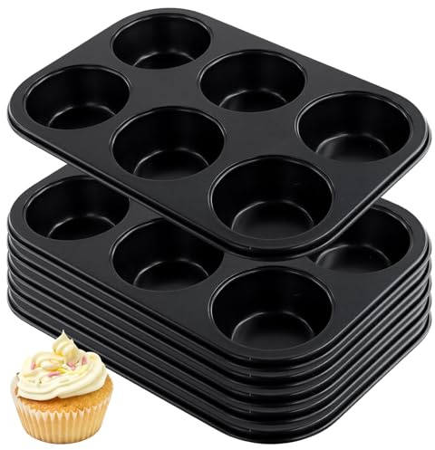 CHIHEUNG 4 Pack Yorkshire Pudding Tray, 6 Cup Muffin Tray, Non Stick Muffin Tins, Cupcake Baking Pan, Cupcake Mould Baking Pan, 26.5 x 18 x 3cm