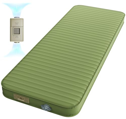 PineHike Camping Sleeping Pad, 4 Ultra-Thick Memory Foam Camping Mat with Built-in Electric Pump, 9.5 R-Value Insulated Self Inflating Air Mattress Sleeping Pads for Car Travel Tent Essentials