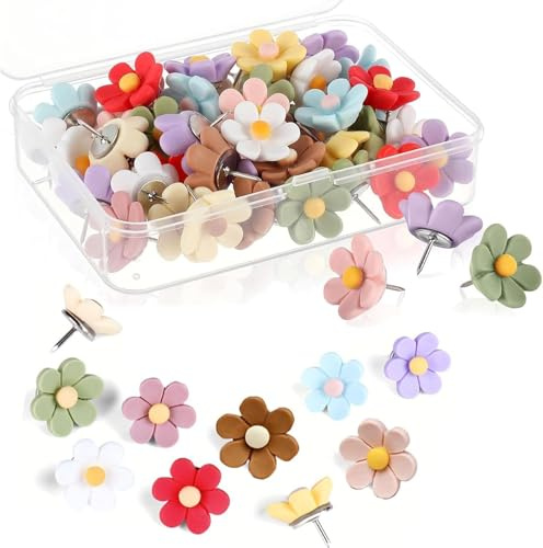 30 Pcs Stecknadeln Pinnwand, Dekorative Reißzwecken, Blumige Pinnadeln Bunte Reißzwecken Pinnwandnadeln Für Pinnwand Korktafel Fotowand Büro & Zuhause Dekoration