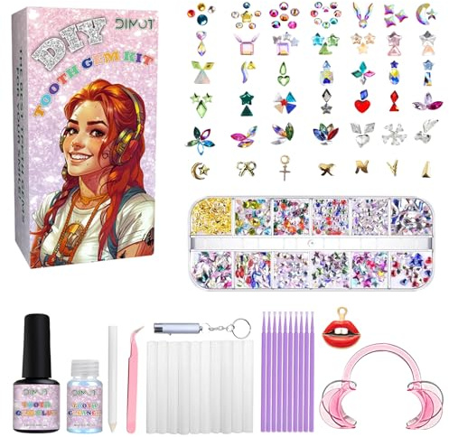 LMDGDS Zahnschmuck, DIY Zahnstein Schmuck Set, Tooth Gem kit Schmuck Zubehör mit Diamant-Effekt Für ein strahlendes (Serie D)