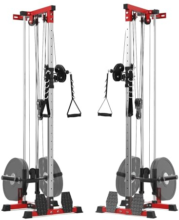 LAT Pull Down Machines, Dual Pulley Cable Machine with High & Low Stations, 20-Position Wall Mount LAT Tower for Cable Crossover, Row, Chest Press & Leg Exercises | Home Use