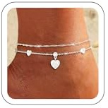 ZOERAY Ankelband Armband Dam 925 Sterling Silver Guld Justerbar Dubbla Lager Silver Ankelband 18K Guldpläterad Vattentät Armband Ankelband Med Pärlstav Kärleksfull Fjäril Sommar Strand Smycken Gåvor