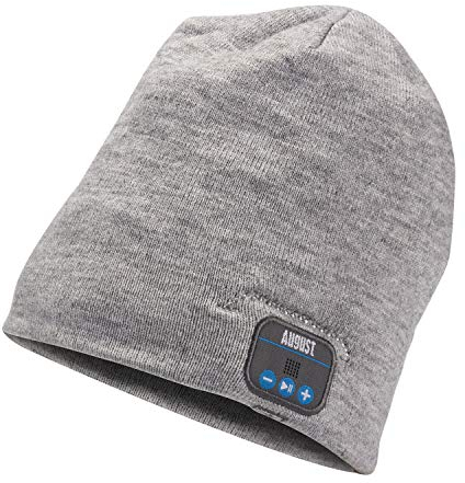 August EPA20 Berretto Bluetooth Uomo Dona Musica Wireless Grigio per Telefono con Cuffie Auricolare 5.0 Impermeabile Invernale Ricaricabile Capello Termico a Maglia Running Corsa Correre Esercizio