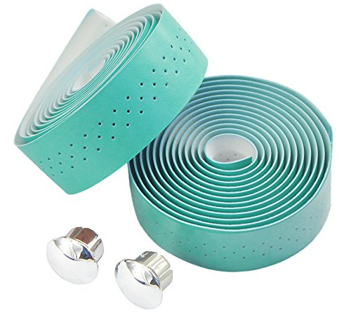 UPANBIKE Fahrrad Lenkerbänder Fahrrad lenkerband mit Stomata Kunstleder Wraps für Rennräder und Fahrräder(Hellblau,2 teile/satz)